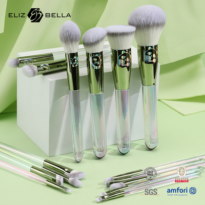 12pcs Clear Plastic Handle Brushes Custom Cosmetic Brushes With Laser Design (Bộ chải mỹ phẩm tùy chỉnh với thiết kế laser)