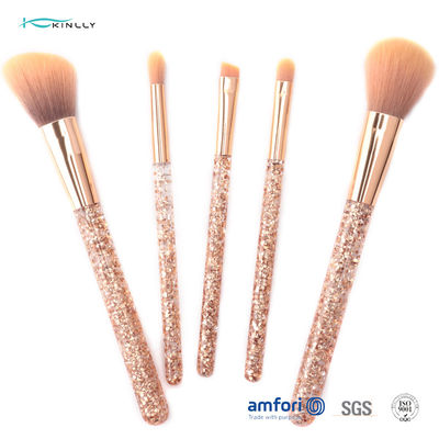 Bộ trang điểm Glitter Rose Gold Ferrule Makeup Brush Set 5pcs for Eyeliner Eyeshadow