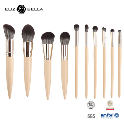 Solid Wood Handle Cosmetic Makeup Brush Set với tóc tổng hợp tùy chỉnh