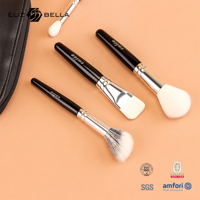 Tùy chỉnh 9pcs Travel Pro Makeup Brushes với tay cầm gỗ đen và Ferrule nhôm