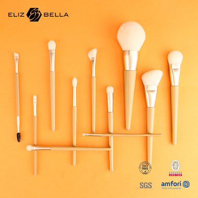 11 miếng Nice Wooden Handle Beauty Makeup Brush Tools,Aluminum Ferrule Cosmetic Brushes,Synthetic Hair Brushes Kits