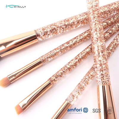 Bộ trang điểm Glitter Rose Gold Ferrule Makeup Brush Set 5pcs for Eyeliner Eyeshadow