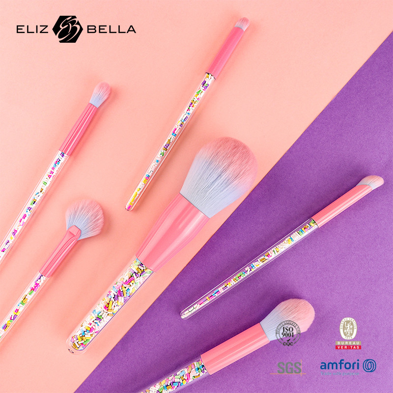 6pcs Makeup Brush Set Candy Makeup Brushes Màu sắc minh bạch bàn chải tay cầm nhựa hạt