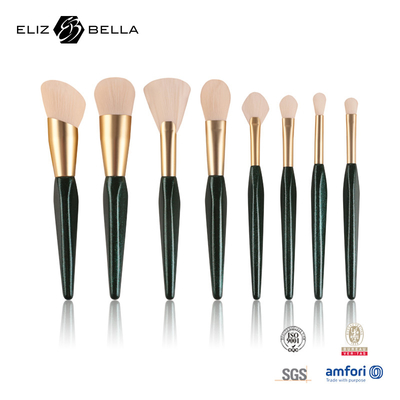 Bộ cọ trang điểm sang trọng 8 món có tay cầm bằng gỗ Bộ cọ mỹ phẩm Rose Gold Ferrule