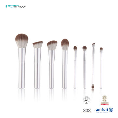 8 cái OEM ODM Bộ cọ trang điểm du lịch Tay cầm bằng nhôm trắng